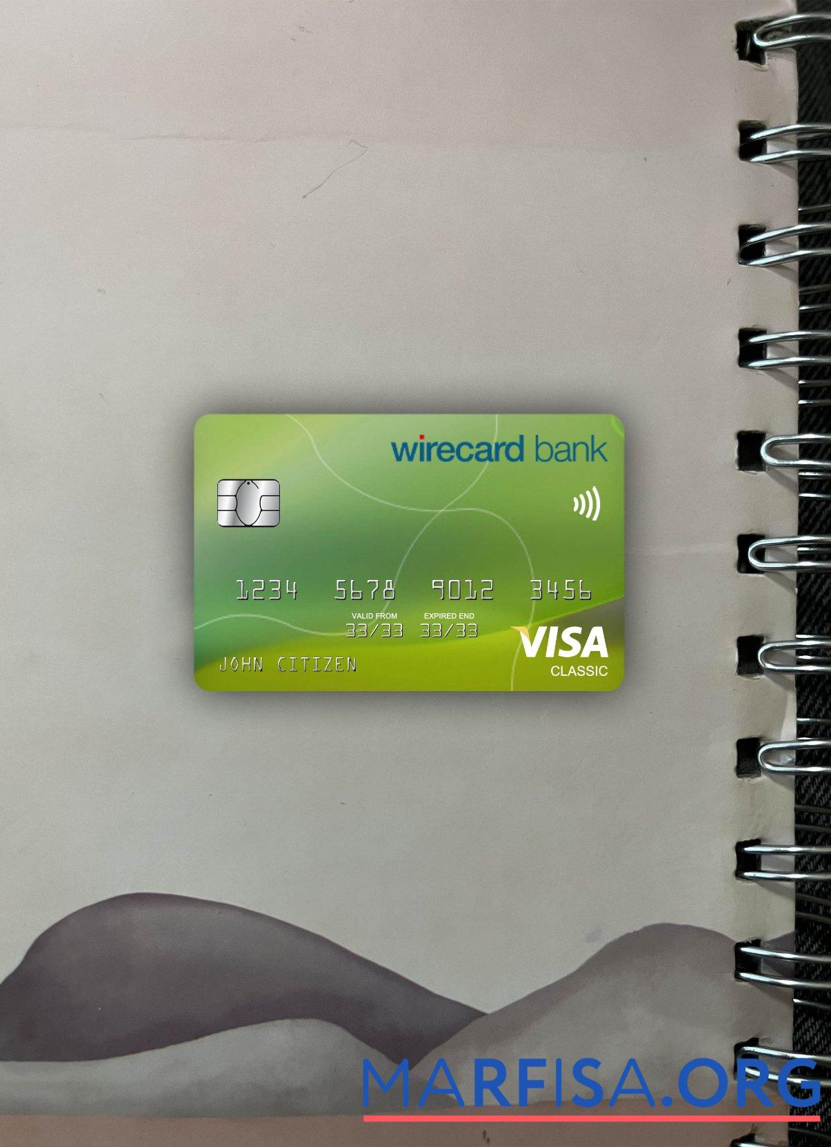 Германия Aschheim wirecard Банковский Виза classic Карта фотообраз Лицевая сторона шаблон