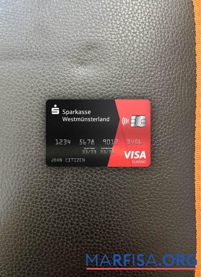 Германия Sparkasse westmunsterland Банковский Виза classic Карта фотообраз Лицевая сторона образец