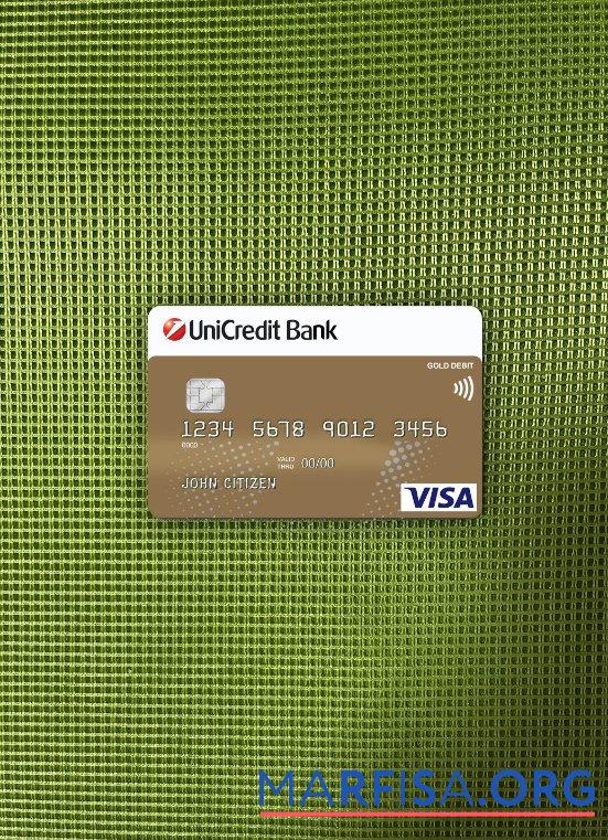 Германия UniCredit Банковский Виза Кредит Карта фотообраз Лицевая сторона образец
