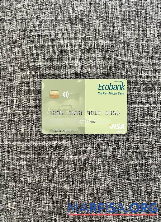 Гана Ecobank Гана Виза Дебет Карта фотообраз Лицевая сторона шаблон