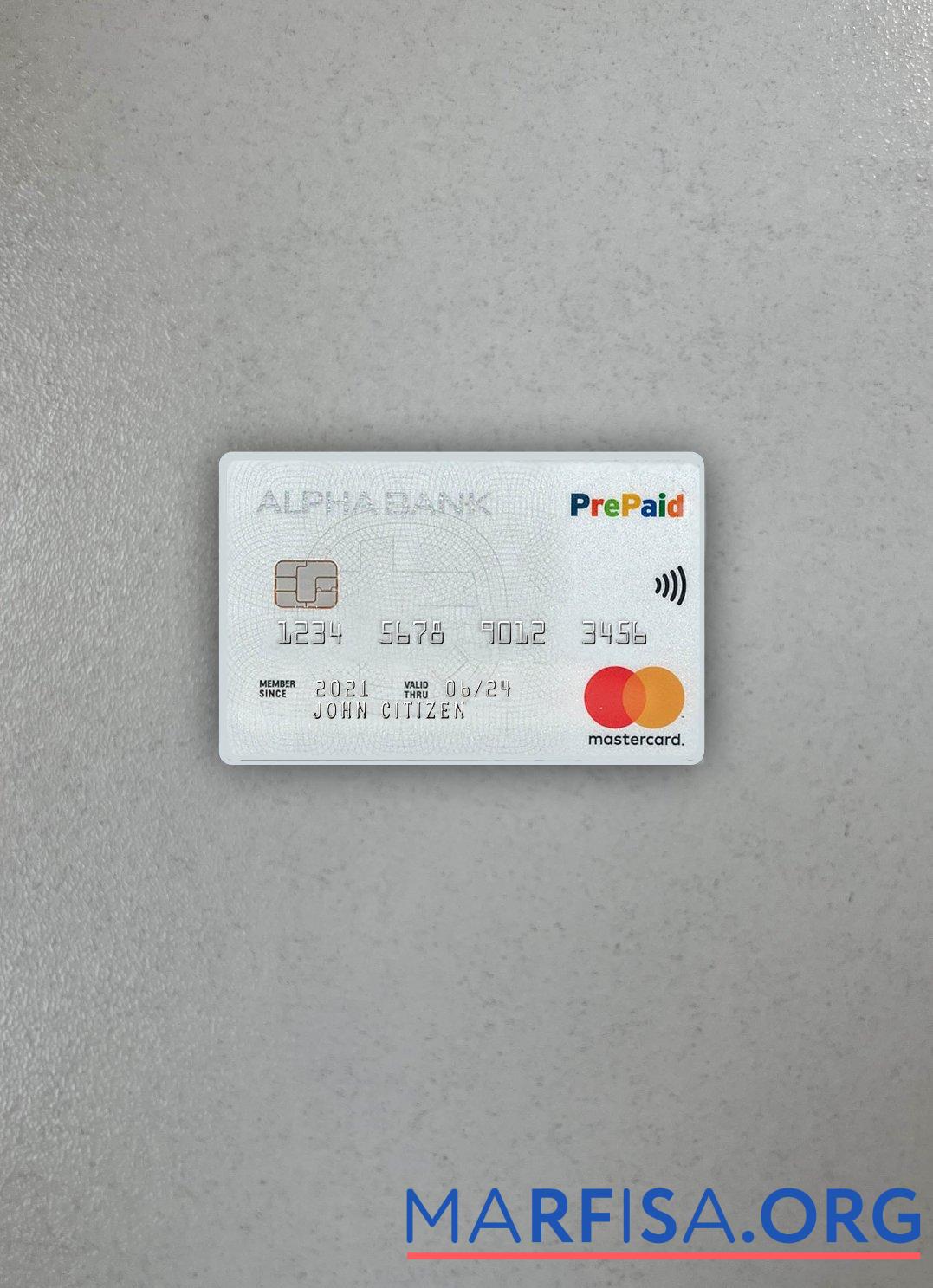 Греция Alpha Банковский mastercard Версия 2 фотообраз Лицевая сторона образец