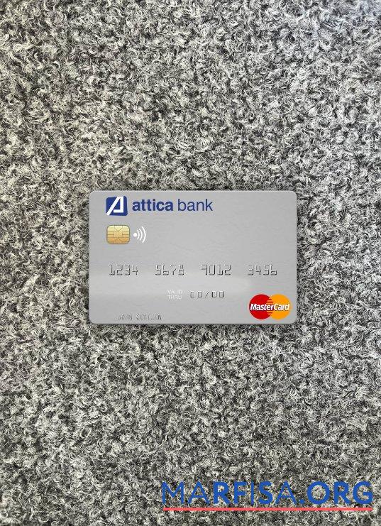 Греция Attica Банковский mastercard фотообраз Лицевая сторона образец