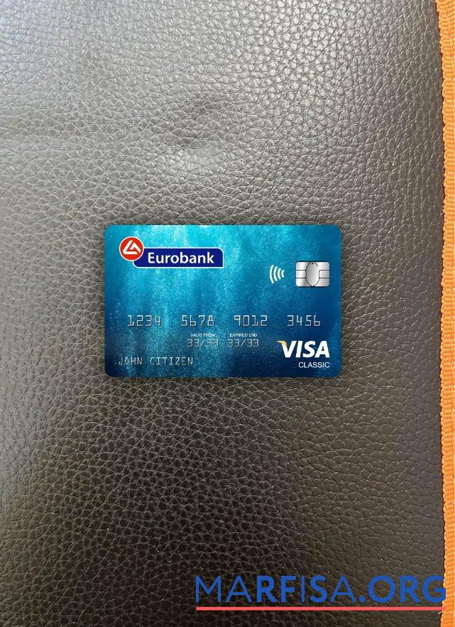 Греция Eurobank ergasias Виза classic Карта фотообраз Лицевая сторона дизайн