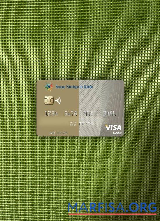 Гвинея Banque Islmaique de Guine╠üe Виза Дебет Карта фотообраз Лицевая сторона дизайн