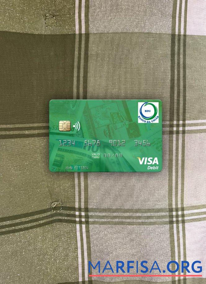 Гвинея Bissau Banco Da Uniao Виза Дебет Карта фотообраз Лицевая сторона шаблон