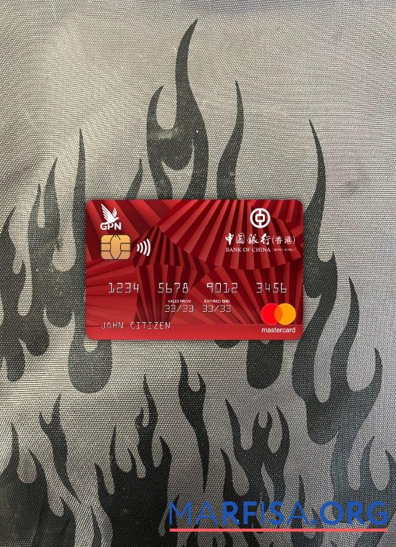 Гонконг Банковский of Китай mastercard фотообраз Лицевая сторона макет
