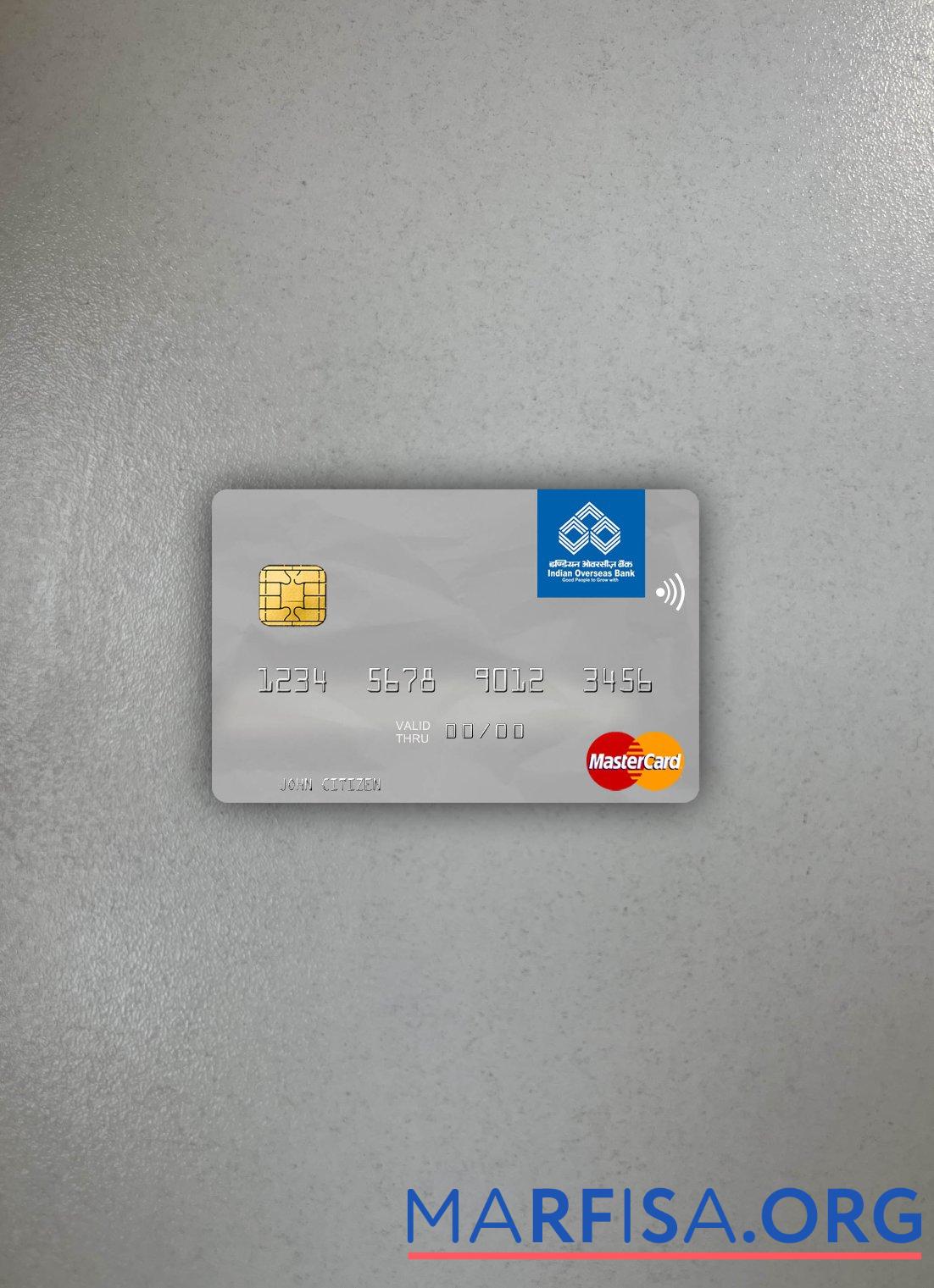 Индия Indian Overseas Банковский mastercard фотообраз Лицевая сторона макет