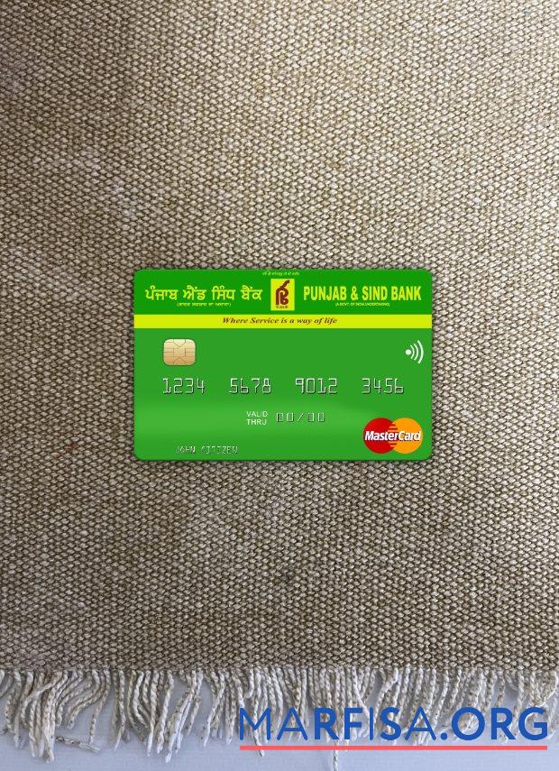 Индия Punjab and Sind Банковский mastercard фотообраз Лицевая сторона дизайн