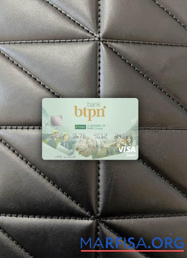 Индонезия Банковский BTPN Виза Дебет Карта фотообраз Лицевая сторона макет
