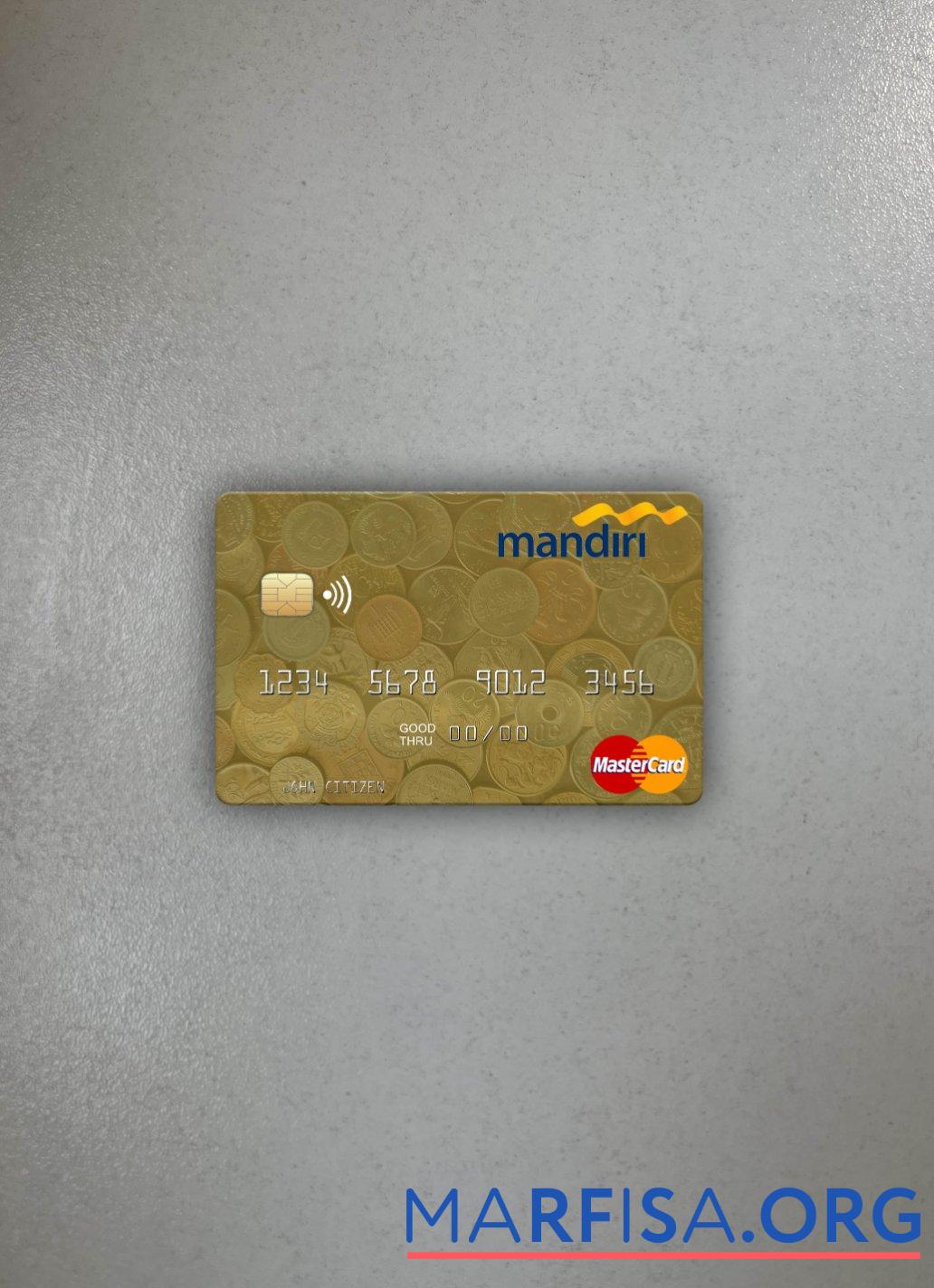 Индонезия Банковский Mandiri mastercard фотообраз Лицевая сторона шаблон