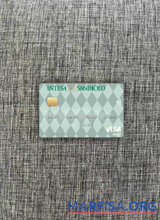 Италия Intesa Sanpaolo Виза Дебет Карта фотообраз Лицевая сторона макет
