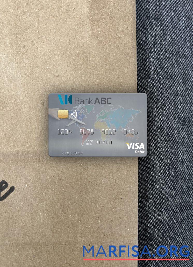 Иордания Arab Banking Corporation (ABC) Виза Дебет Карта фотообраз Лицевая сторона шаблон