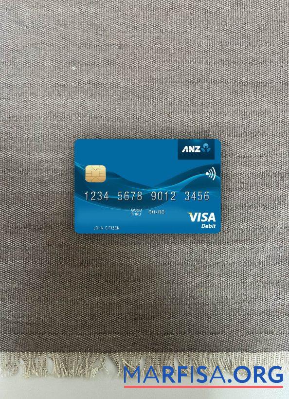 Кирибати ANZ Банковский Виза Дебет Карта фотообраз Лицевая сторона макет