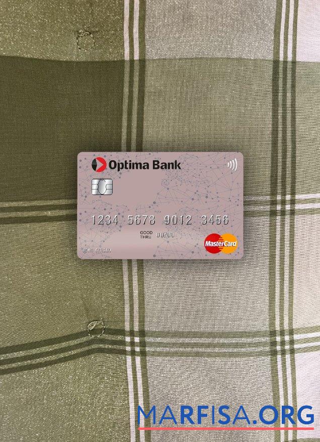 Кыргызстан Optima Банковский mastercard фотообраз Лицевая сторона образец