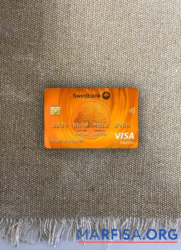 Латвия Swedbank Виза electron Карта фотообраз Лицевая сторона образец