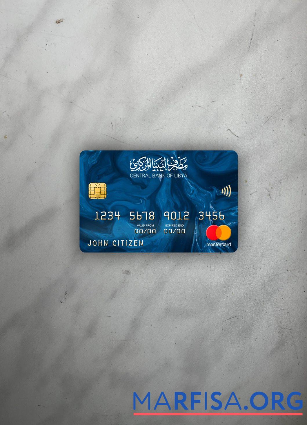 Ливия Central Банковский mastercard фотообраз Лицевая сторона макет