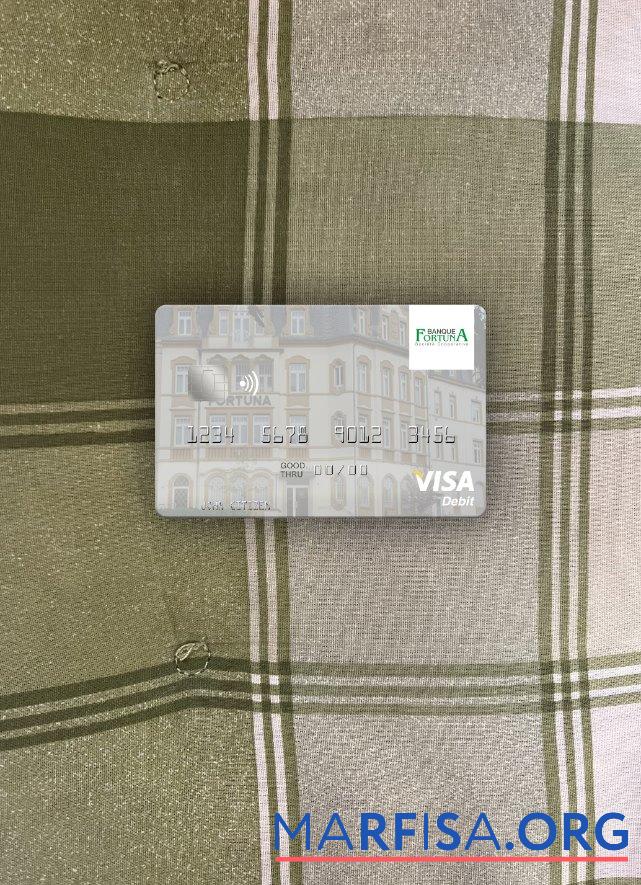 Люксембург Banque Fortuna Виза Дебет Карта фотообраз Лицевая сторона предпросмотр
