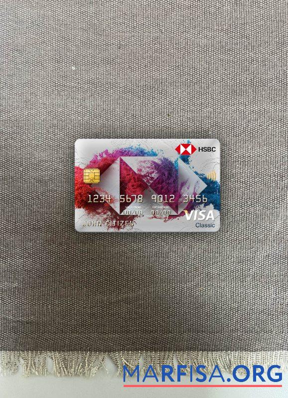 Люксембург HSBC Банковский Виза classic Карта фотообраз Лицевая сторона шаблон
