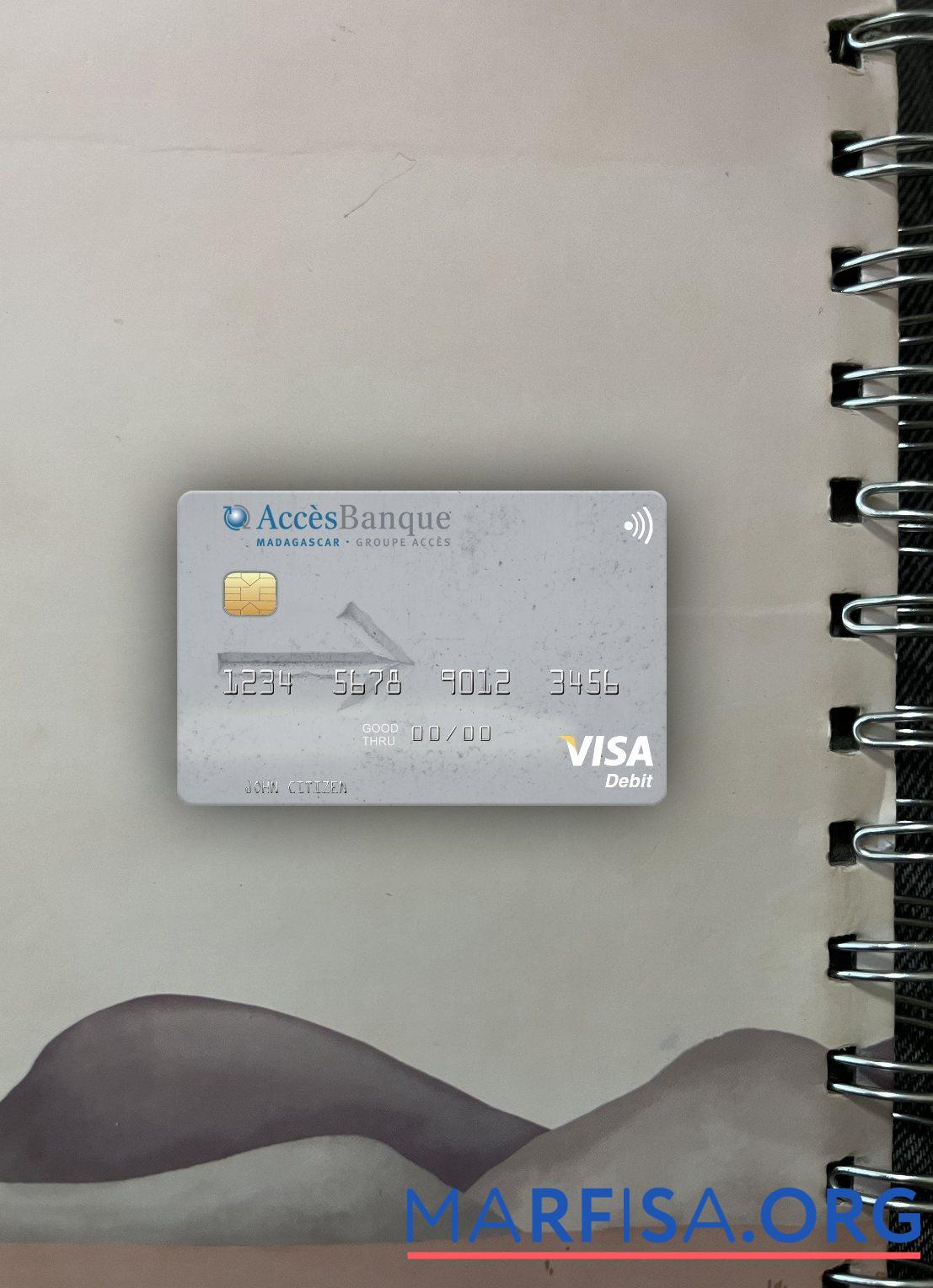 Мадагаскар Acce╠ÇsBanque Виза Дебет Карта фотообраз Лицевая сторона образец
