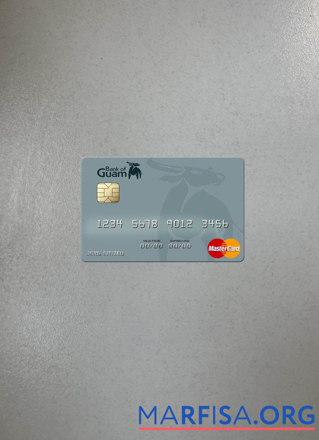 Маршалловы Острова Банковский of Guam mastercard фотообраз Лицевая сторона шаблон