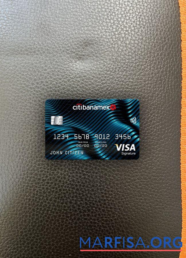 Мексика Citibanamex Банковский Виза Подпись Карта фотообраз Лицевая сторона дизайн