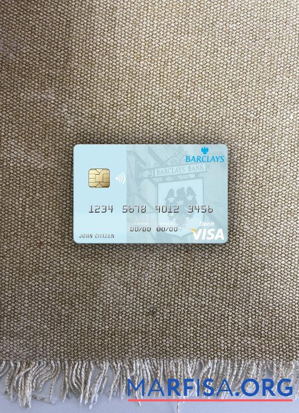 Монако Barclays Банковский PLC Виза Дебет Карта фотообраз Лицевая сторона образец