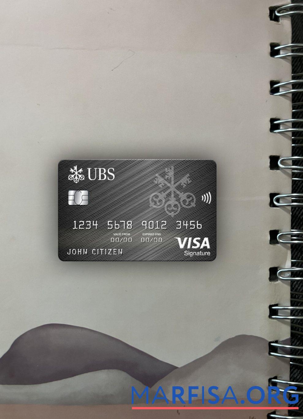 Монако UBS Банковский Виза Подпись Карта фотообраз Лицевая сторона дизайн