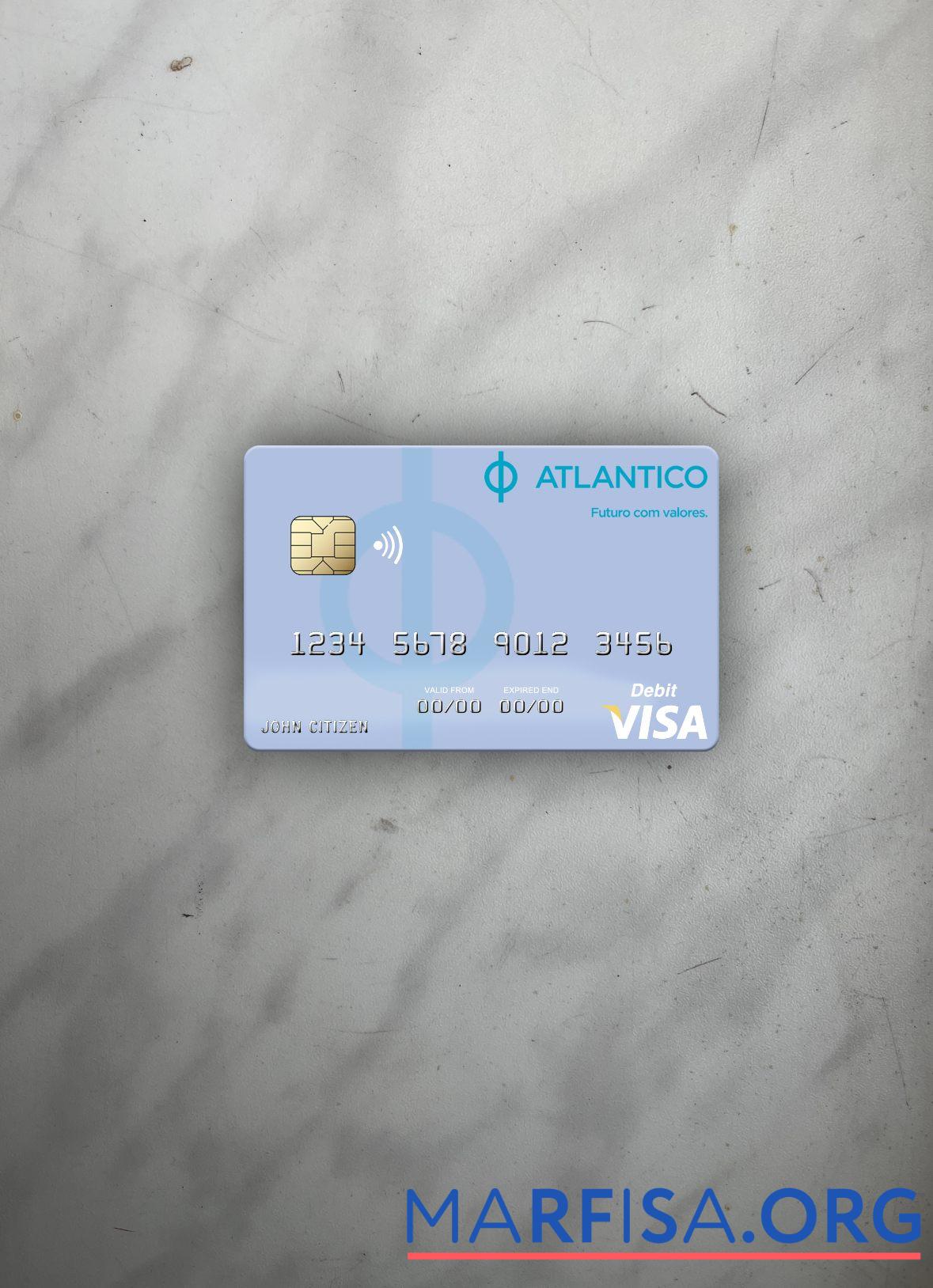 Намибия Banco Atlantico Виза Дебет Карта фотообраз Лицевая сторона макет