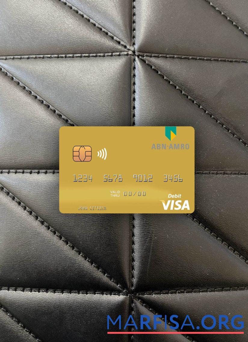 Нидерланды ABN AMRO Банковский Виза Дебет Карта фотообраз Лицевая сторона шаблон