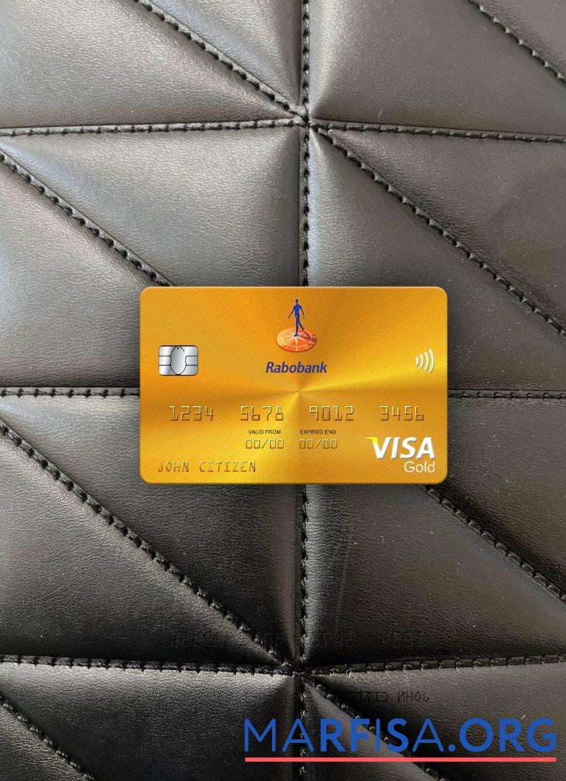 Нидерланды Rabobank Виза gold Карта фотообраз Лицевая сторона шаблон