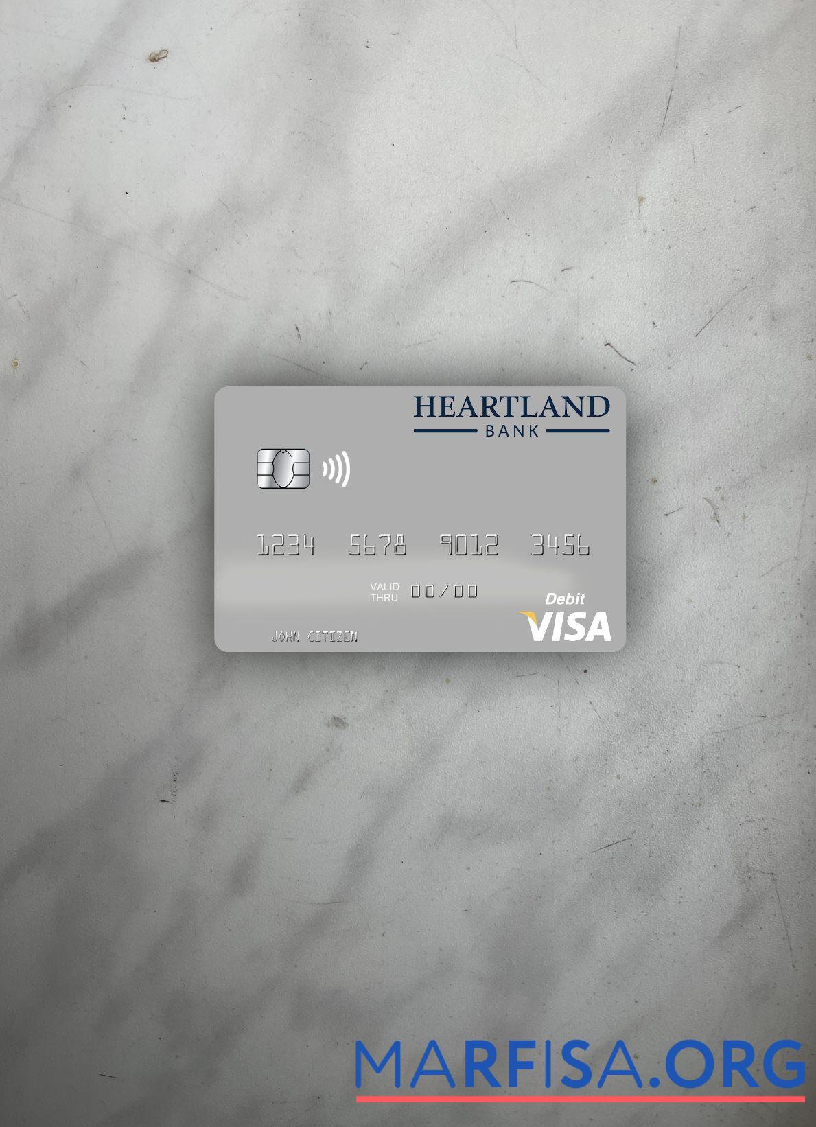 Новая Зеландия Heartland Банковский Виза Дебет Карта фотообраз Лицевая сторона образец