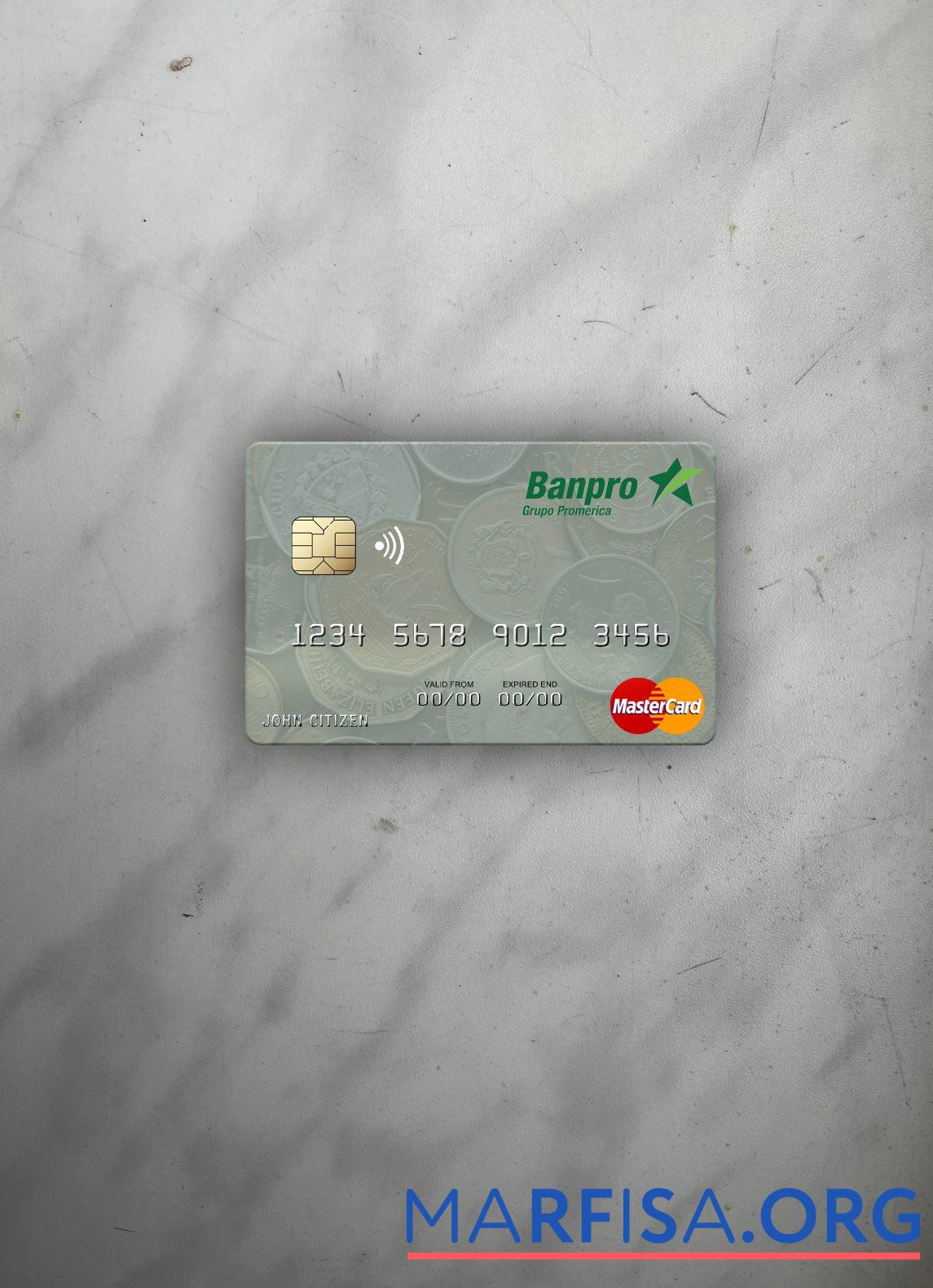 Никарагуа Banco de la Produccio╠ün mastercard фотообраз Лицевая сторона макет