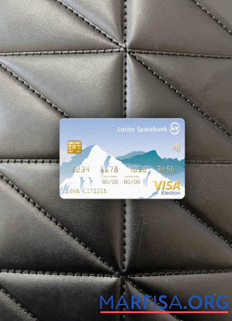 Норвегия Luster Sparebank Виза electron Карта фотообраз Лицевая сторона шаблон