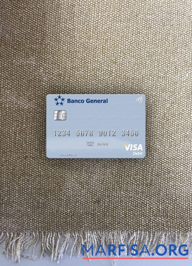 Панама Banco General Виза Дебет Карта фотообраз Лицевая сторона шаблон