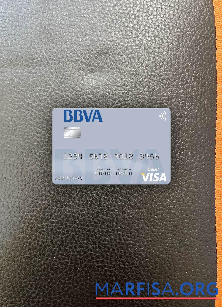 Парагвай Banco BBVA Банковский Виза Дебет Карта фотообраз Лицевая сторона шаблон