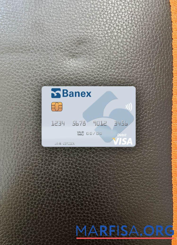 Перу Banco Banex Виза Дебет Карта фотообраз Лицевая сторона шаблон