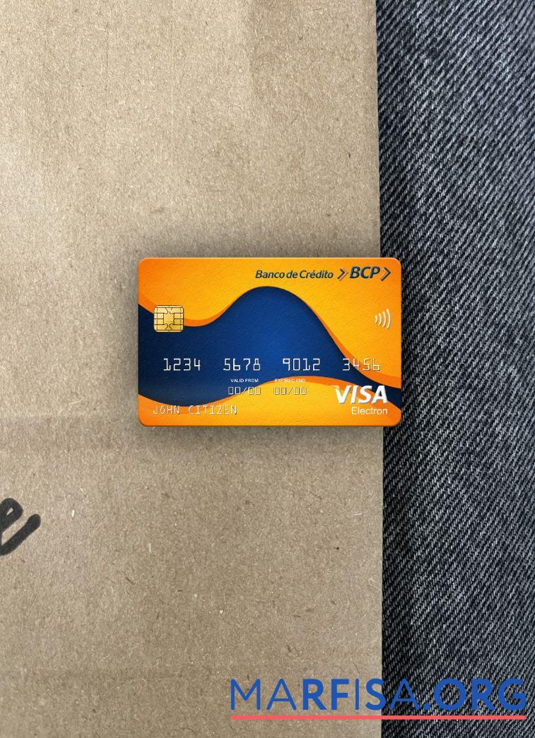 Перу Banco de Credito del Перу (BCP) Банковский Виза electron Карта фотообраз Лицевая сторона макет
