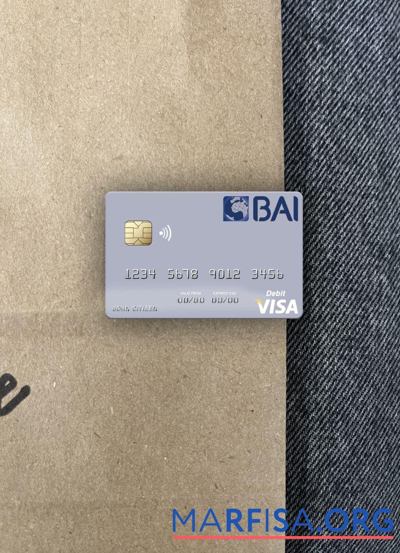 Португалия Banco BAI Europa Виза Дебет Карта фотообраз Лицевая сторона дизайн
