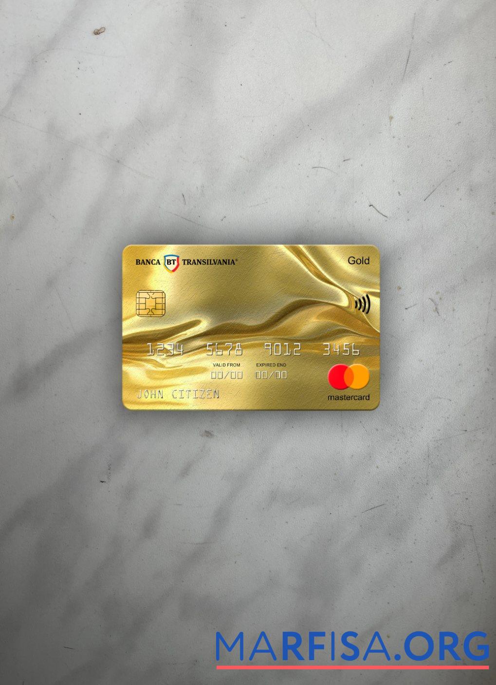 Румыния Banca Transilvania Банковский mastercard gold фотообраз Лицевая сторона шаблон