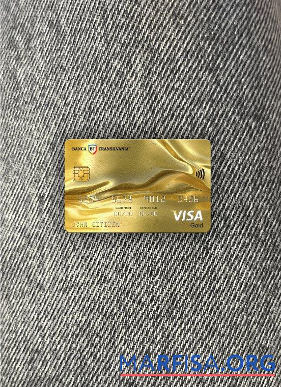 Румыния Banca Transilvania Банковский Виза gold Карта фотообраз Лицевая сторона шаблон