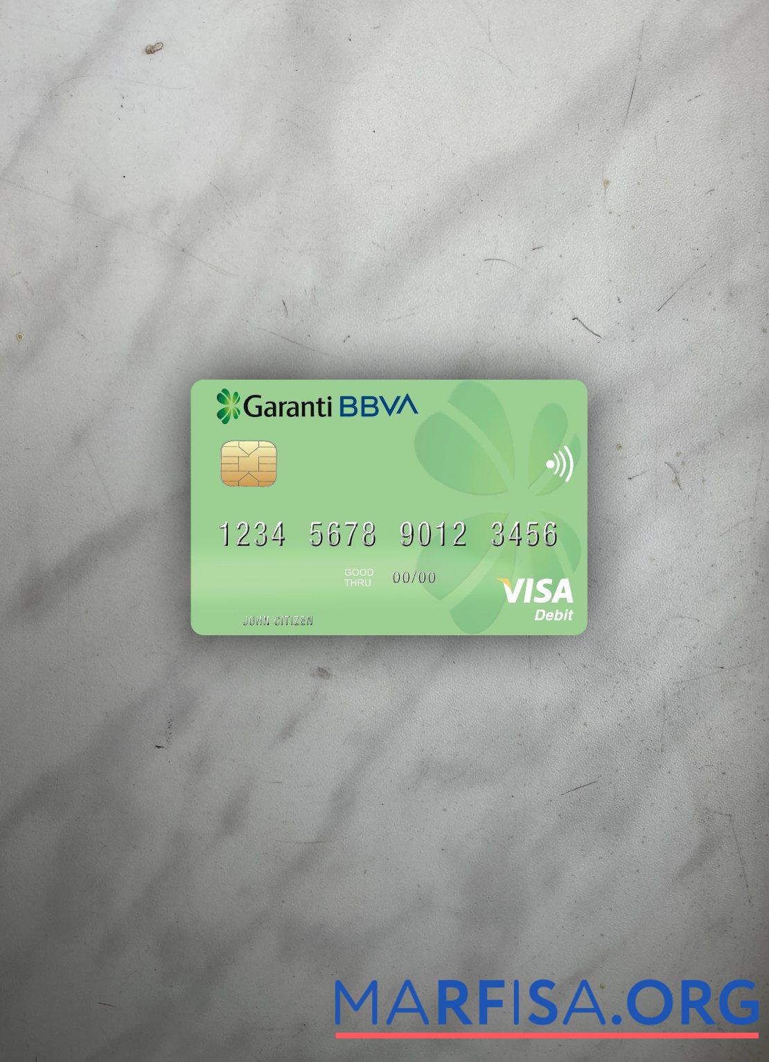 Румыния Garanti BBVA Виза Дебет Карта фотообраз Лицевая сторона макет