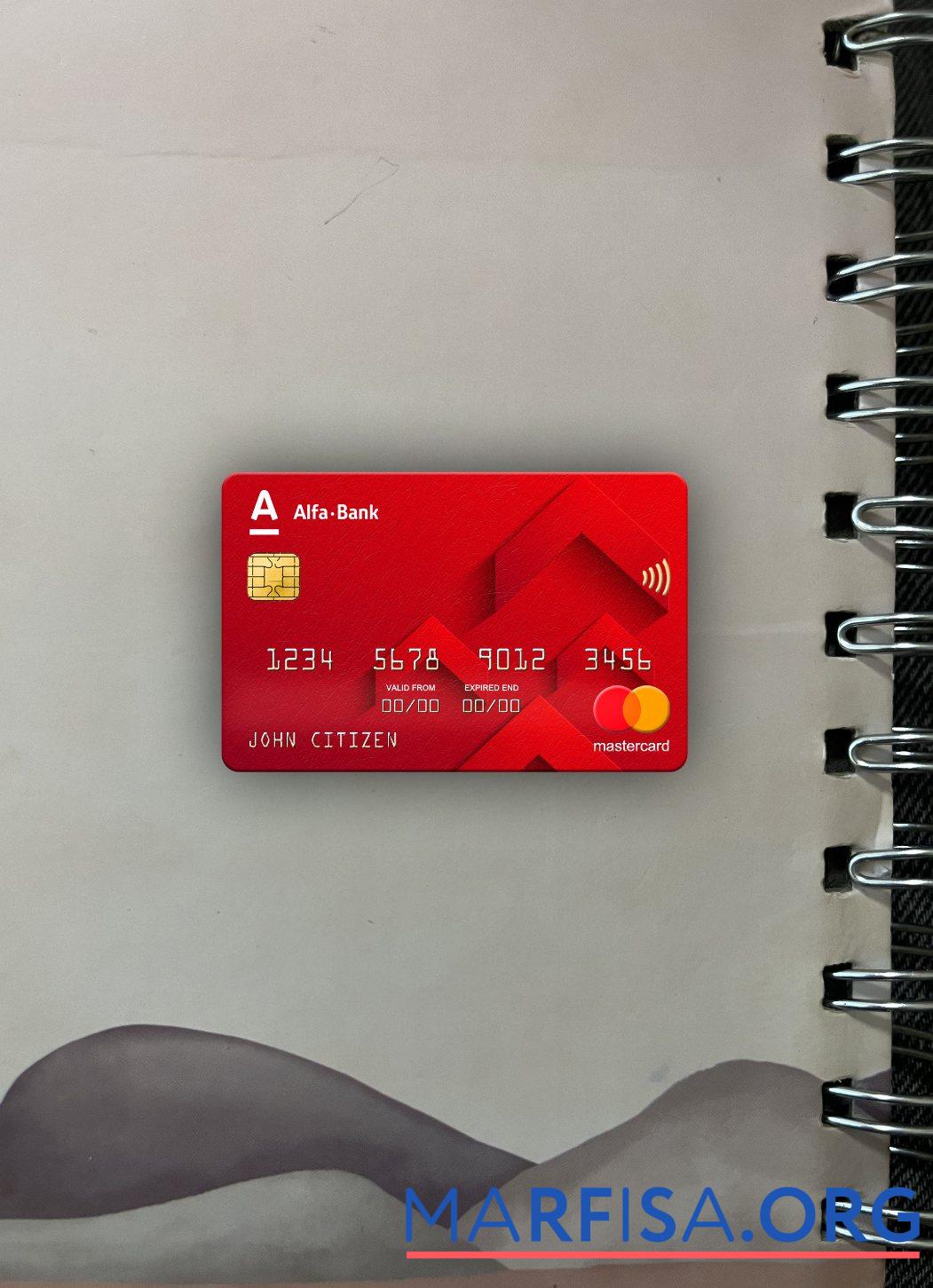 Россия Alfa Банковский mastercard фотообраз Лицевая сторона макет