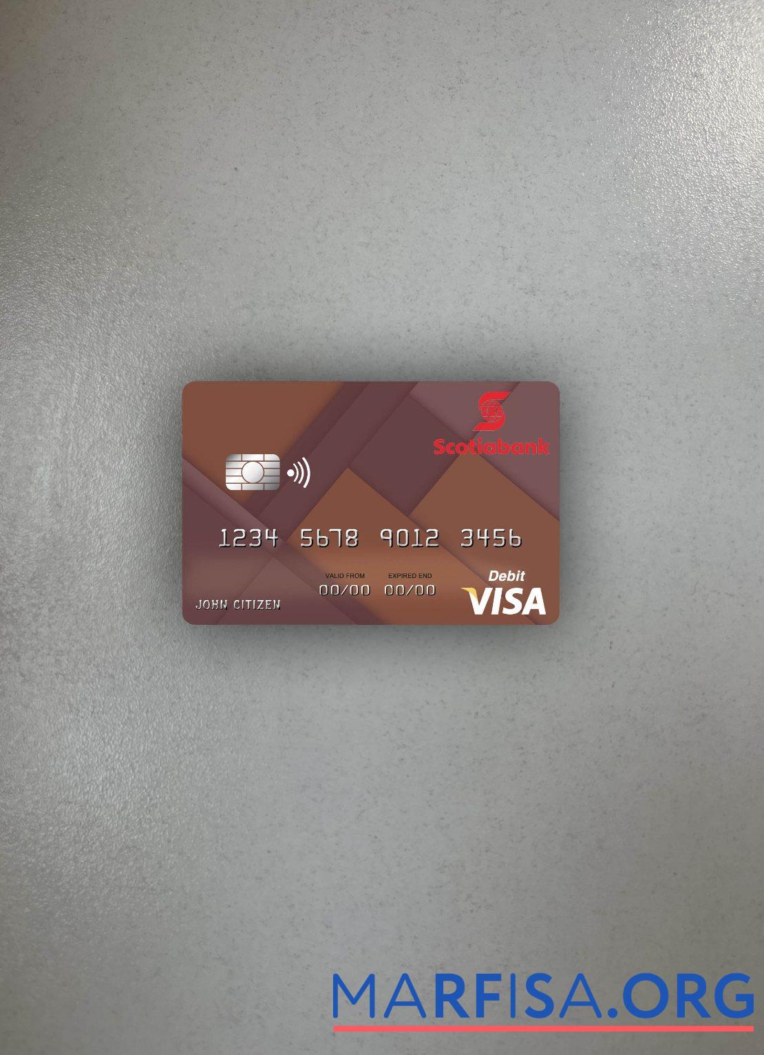 Saint Lucia Scotiabank Виза Дебет Карта фотообраз Лицевая сторона шаблон