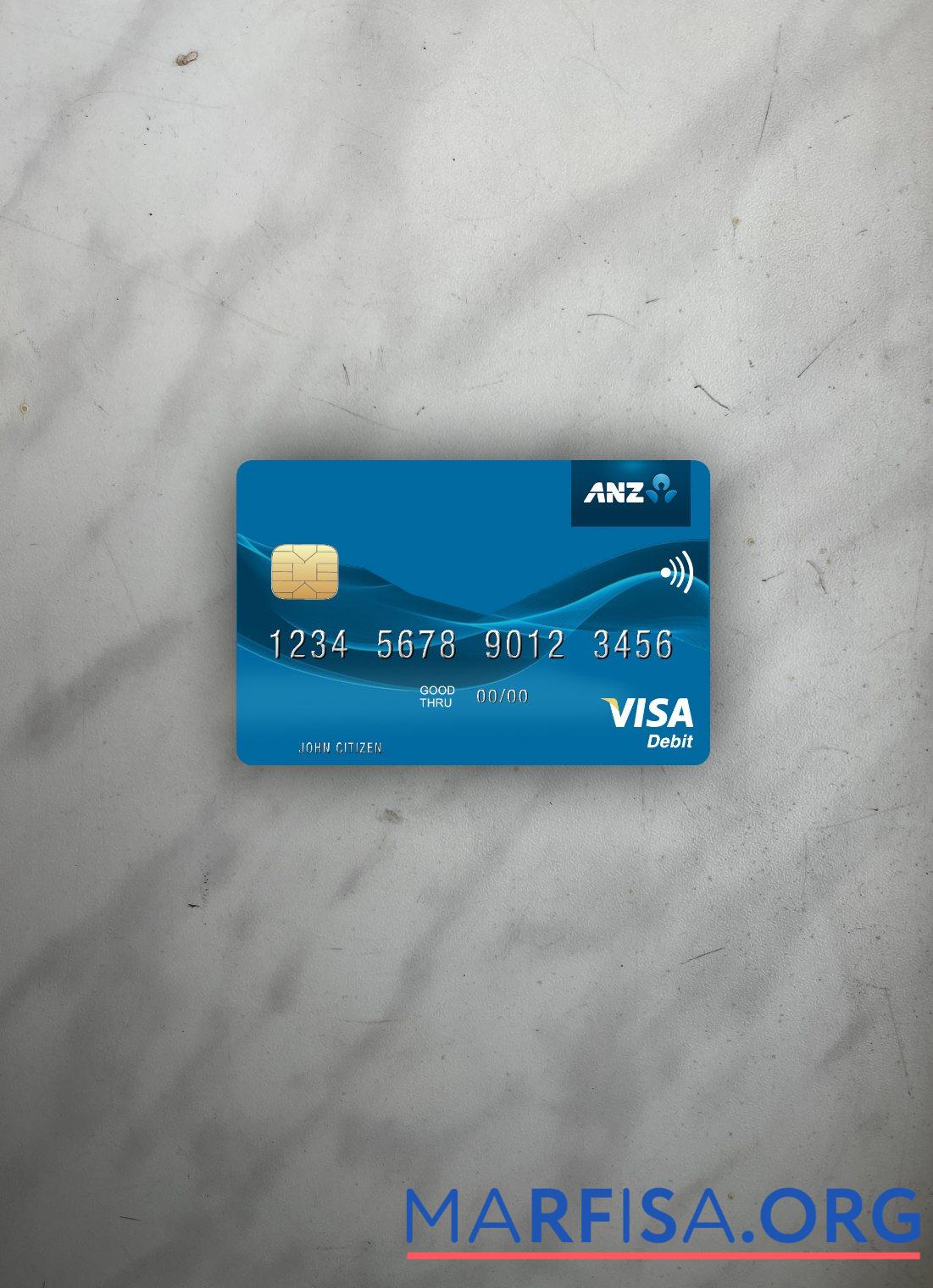 Самоа ANZ Банковский Виза Дебет Карта фотообраз Лицевая сторона предпросмотр
