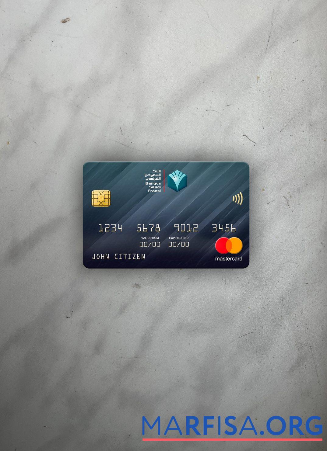 Саудовская Аравия Banque Saudi Fransi Банковский mastercard фотообраз Лицевая сторона образец