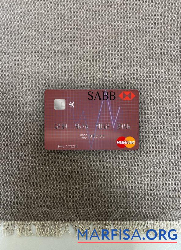 Саудовская Аравия The Saudi British Банковский mastercard фотообраз Лицевая сторона шаблон