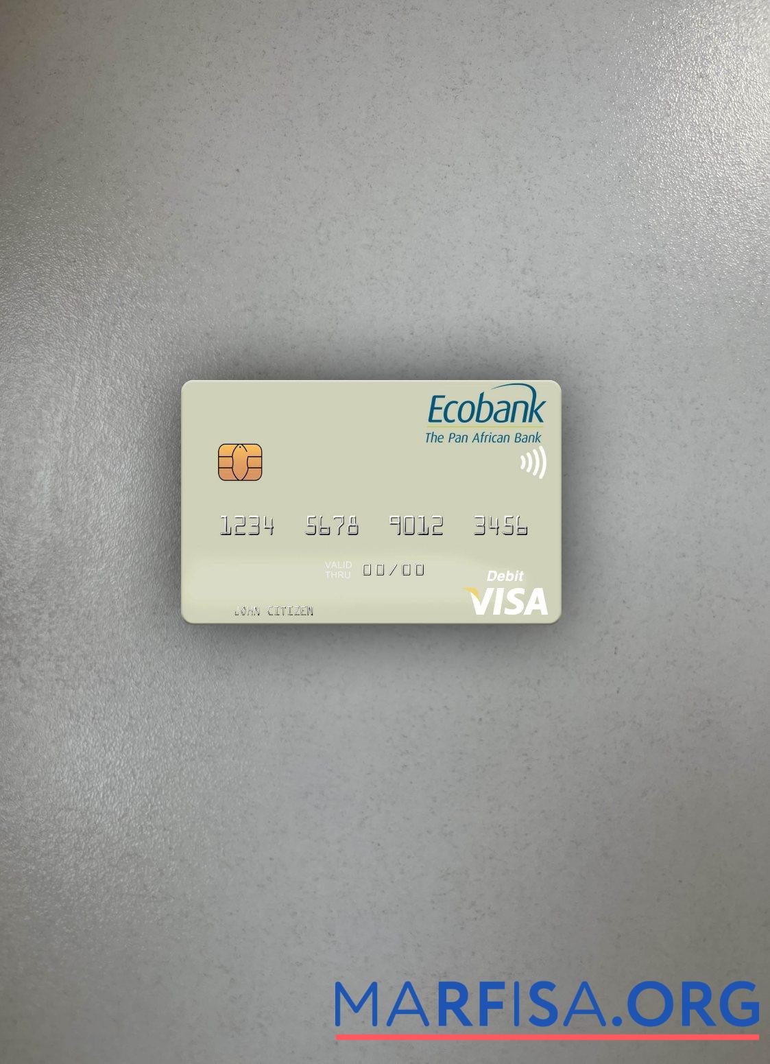 Сенегал Ecobank Se╠üne╠ügal Виза Дебет Карта фотообраз Лицевая сторона шаблон