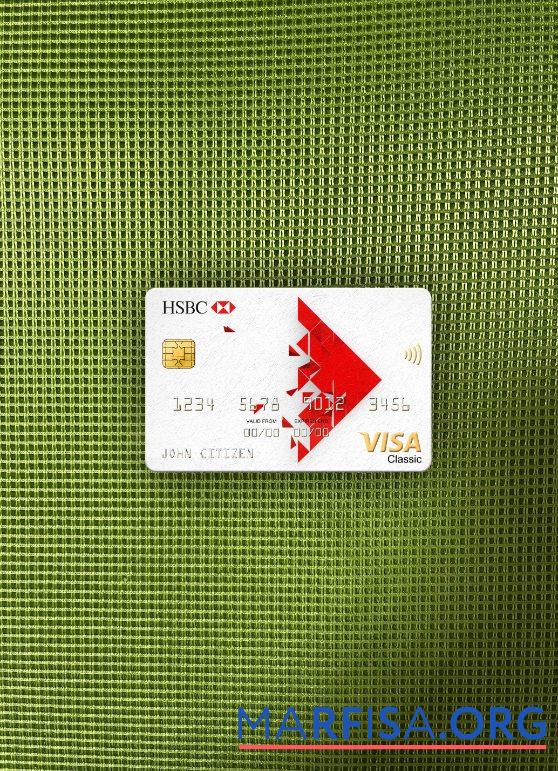 Сингапур HSBC Банковский Виза classic Карта фотообраз Лицевая сторона макет