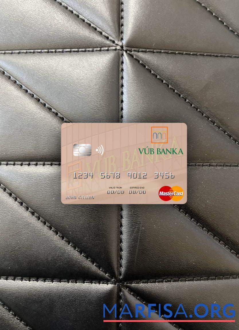 Словакия VU╠üB Banka mastercard фотообраз Лицевая сторона шаблон