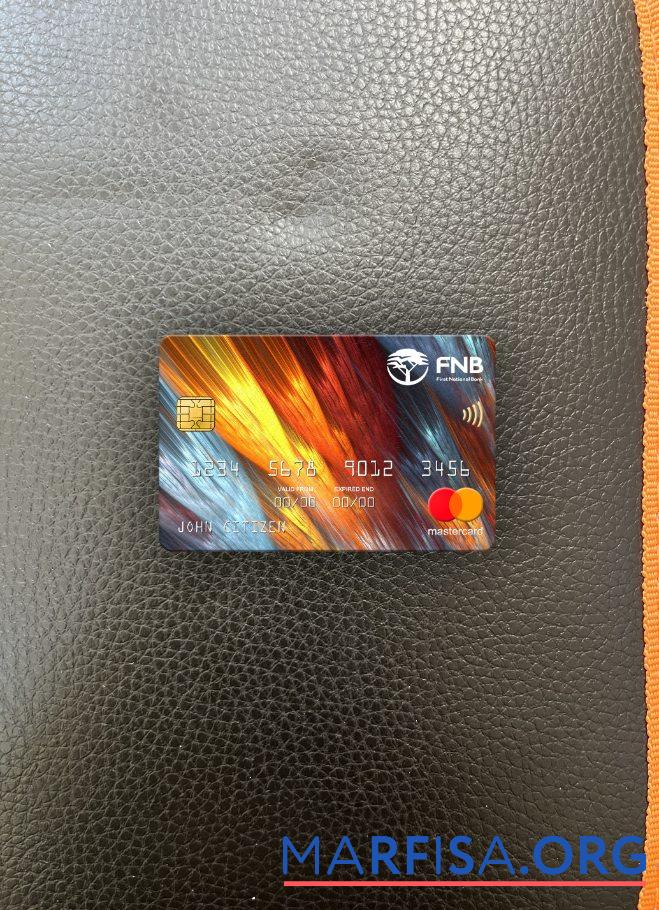 Южная Африка First национальный Банковский (FNB) mastercard фотообраз Лицевая сторона дизайн